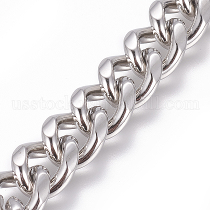 304 Stainless Steel Cuban Link Chains US-CHS-L020-008P-1