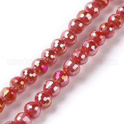 Electroplate Opaque Solid Color Glass Beads Strands US-GLAA-E036-11E-1