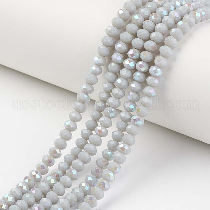 Electroplate Opaque Solid Color Glass Beads Strands US-EGLA-A034-P4mm-L16-1