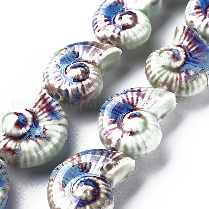 Handmade Porcelain Ceramic Beads Strands US-PORC-Q265-011A-1