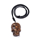 Halloween Skull Natural Gemstone Pendant Necklaces US-NJEW-P253-A-3