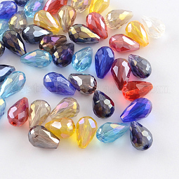 AB-Color Plated Teardrop Glass Beads US-EGLA-R104-5x7