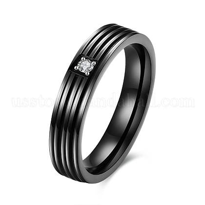 Valentine's Day Gifts Titanium Steel Cubic Zirconia Couple Rings For Women US-RJEW-BB16464-8B-1