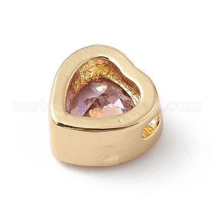 Real 18K Gold Plated Rack Plating Brass Micro Pave Cubic Zirconia Beads ...