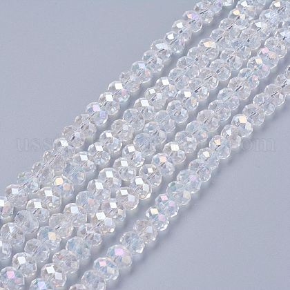 Electroplate Glass Beads Strands US-EGLA-D020-8x5mm-01-1