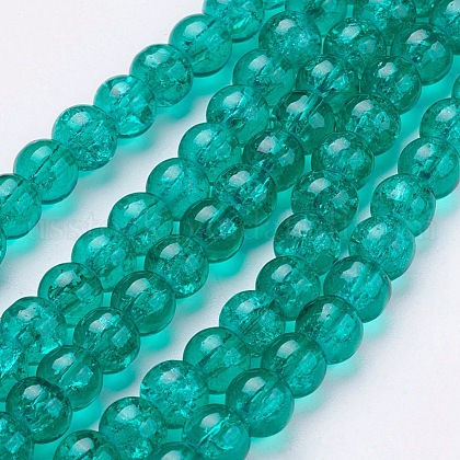 Spray Painted Crackle Glass Beads Strands US-CCG-Q001-10mm-15-1