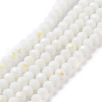 Electroplate Opaque Solid Color Glass Beads Strands US-EGLA-A034-P6mm-L17-1