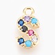Brass Micro Pave Cubic Zirconia Charms US-ZIRC-F089-01G-S-1