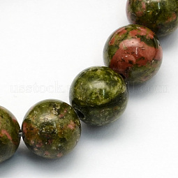 Natural Unakite Round Beads Strands US-G-S175-8mm