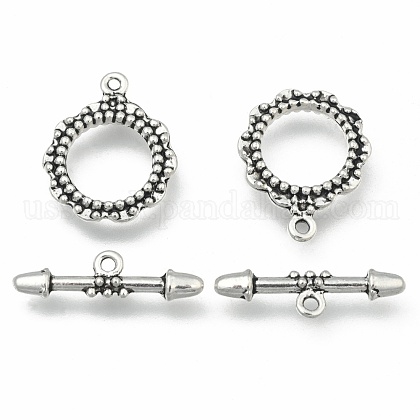Tibetan Style Ring Toggle Clasps US-X-LF1496Y-1