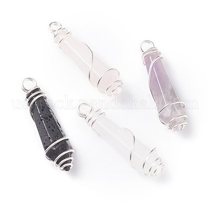 Natural Pointed Gemstone Pendants US-PALLOY-JF01295-1