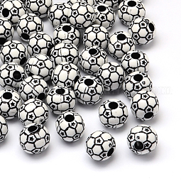 FootBall/Soccer Ball Craft Style Acrylic Beads US-SACR-R886-06A