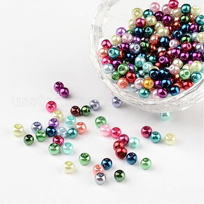 Mixed Glass Pearl Round Beads US-X-HYC001-1