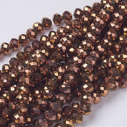 Electroplate Glass Beads Strands US-GR7X10MMY-C-1