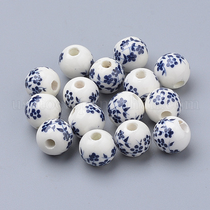 Handmade Printed Porcelain Beads US-PORC-Q201-10mm-4-1