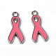 Breast Cancer Pink Awareness Ribbon Alloy Enamel Pendants US-X-EA546Y-2-1
