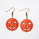 Halloween Pumpkin Jack-O'-Lantern Jack o Lantern Synthetic Turquoise Dangle Earrings US-EJEW-JE01571-02-1