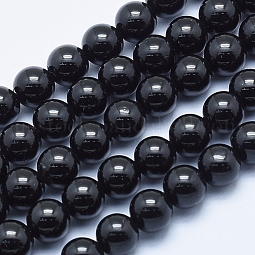 Natural Black Tourmaline Beads Strands US-G-E444-27-6mm