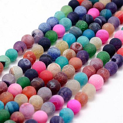 Frosted Natural Agate Beads Strands US-G-F367-8mm-08-1