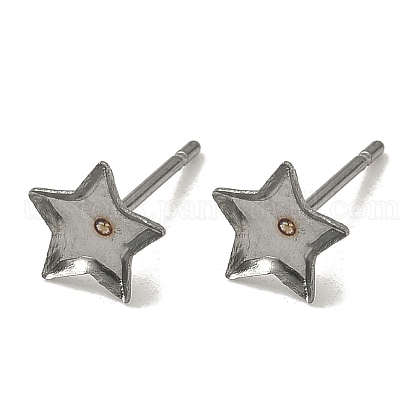 Tarnish Resistant Earring Cabochon Settings 304 Stainless Steel Ear Studs Blank Settings&nbsp;US-STAS-Q170-10-1