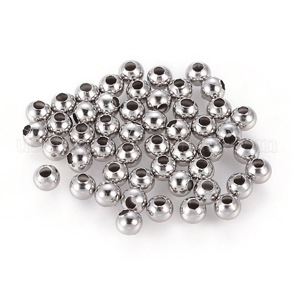 304 Stainless Steel Hollow Round Seamed Beads US-STAS-R032-5mm-1