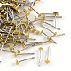 304 Stainless Steel Stud Earring Settings with Flat Round Brass Head US-STAS-R073-01-1