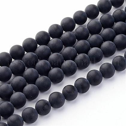 Grade A Natural Black Agate Beads Strands US-G447-3-1