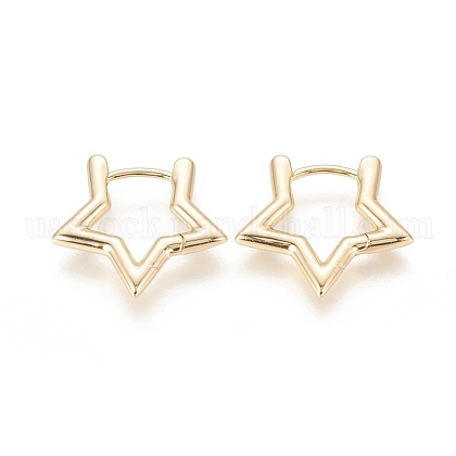 Brass Huggie Hoop Earrings US-EJEW-F245-03G-1