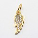 CZ Brass Micro Pave Cubic Zirconia Wing Charms US-ZIRC-L018-18-2