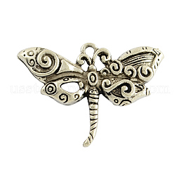 Tibetan Style Alloy Dragonfly Pendants US-TIBEP-3799-AS-LF