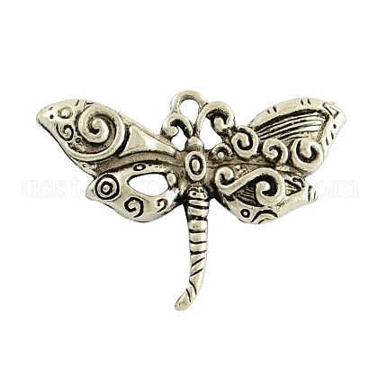 Tibetan Style Alloy Dragonfly Pendants US-TIBEP-3799-AS-LF-1