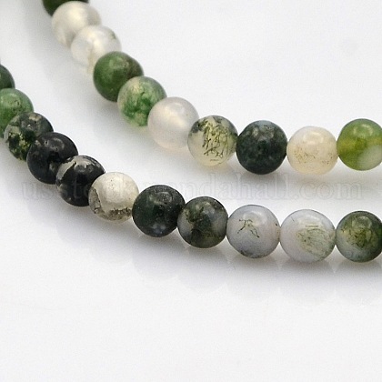 Natural Moss Agate Round Bead Strands US-G-N0120-30-4mm-1