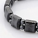 Synthetic Magnetic Hematite Square and Round Beads Stretch Bracelets for Valentine's Day Gift US-BJEW-M066-13-2