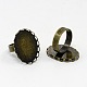 Antique Bronze Adjustable Iron Pad Finger Ring Findings Perfect for Cabochons US-X-RJEW-B032-AB-1