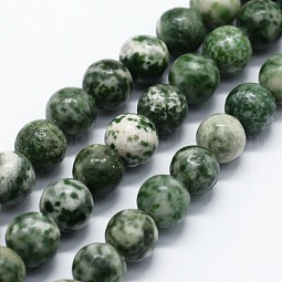 Natural Green Spot Jasper Beads Strands US-G-I199-30-8mm
