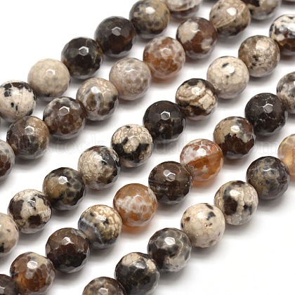 Dyed Natural Agate Faceted Round Beads Strands US-G-E268-17-1