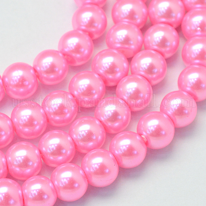 Baking Painted Pearlized Glass Pearl Round Bead Strands US-HY-Q330-8mm-68-1
