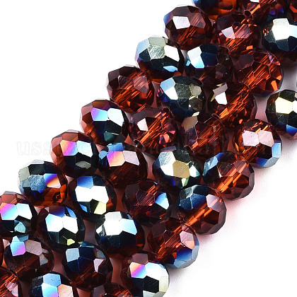 Electroplate Transparent Glass Beads Strands US-EGLA-A034-T8mm-Q18-1