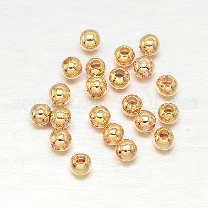 Real Gold Plated Brass Round Spacer Beads US-KK-L147-197-2mm-NR-1