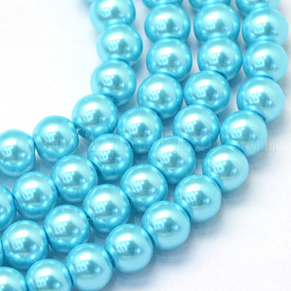 Baking Painted Pearlized Glass Pearl Round Bead Strands US-HY-Q330-8mm-48-1