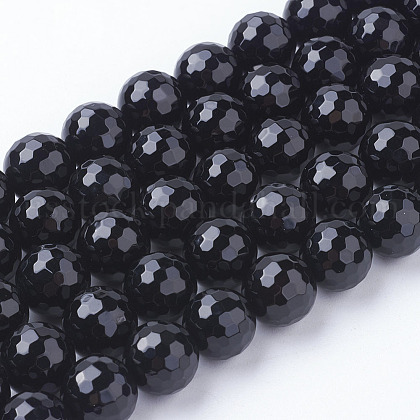 Natural Black Onyx Beads Strands US-G-E145-10mm-3B-1