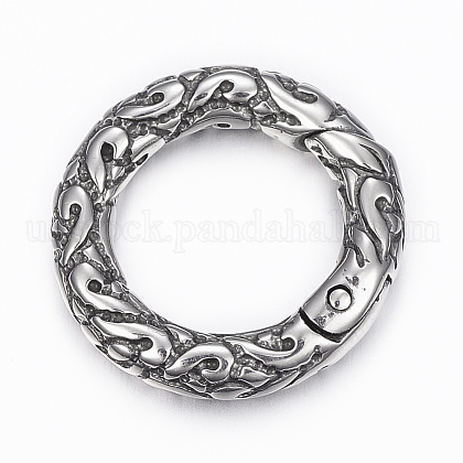 316 Surgical Stainless Steel Textured Spring Gate Rings US-STAS-K153-A-59AS-1