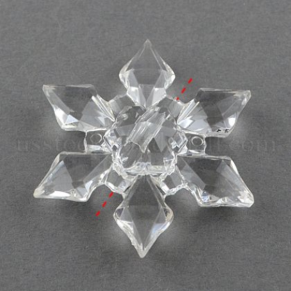 Clear Acrylic Faceted Snowflake Beads US-X-TACR-S601-2-1