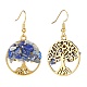 Natural Gemstone Chips Tree of Life Dangle Earrings US-EJEW-JE04934-4