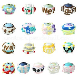 17Pcs 17 Colors Hand Painted Acrylic with Enamel Beads US-MACR-CJ0002-30