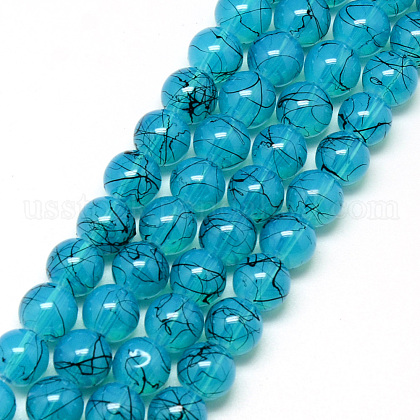 Drawbench & Baking Painted Glass Beads Strands US-DGLA-Q023-6mm-DB80-1
