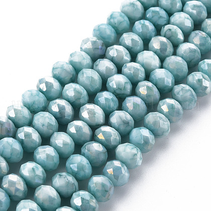 Opaque Baking Painted Glass Beads Strands US-EGLA-N006-010A-B05-1