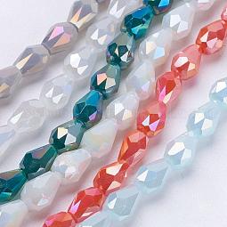 Electroplate Glass Beads Strands US-EGLA-R007-6x4mm-M