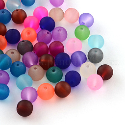 Transparent Frosted Glass Beads US-FGLA-R001-10mm-M