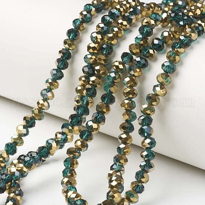 Electroplate Transparent Glass Beads Strands US-EGLA-A034-T6mm-O10-1